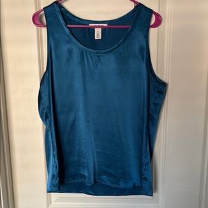 White House Black Market Dark Teal Dressy Silky Women's Tank Top. Sz M
